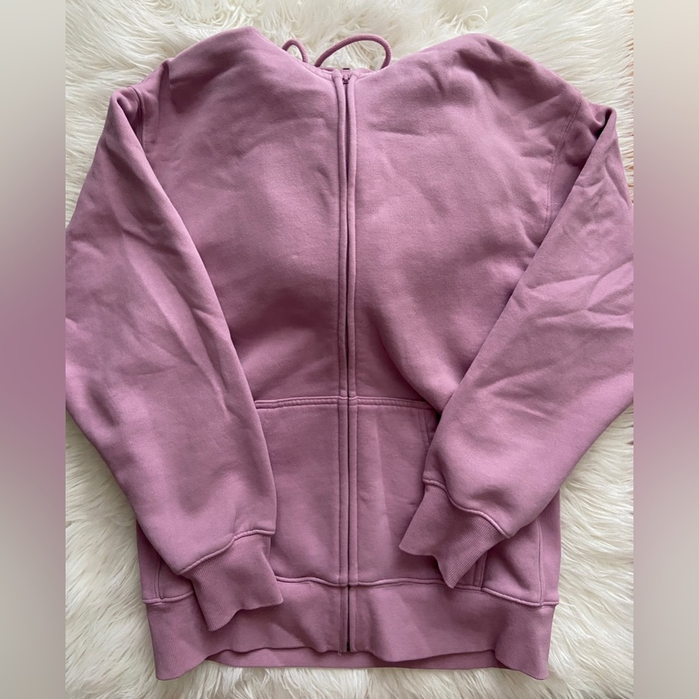 Aritzia TNA zip up boyfriend hoodie in soft orchid